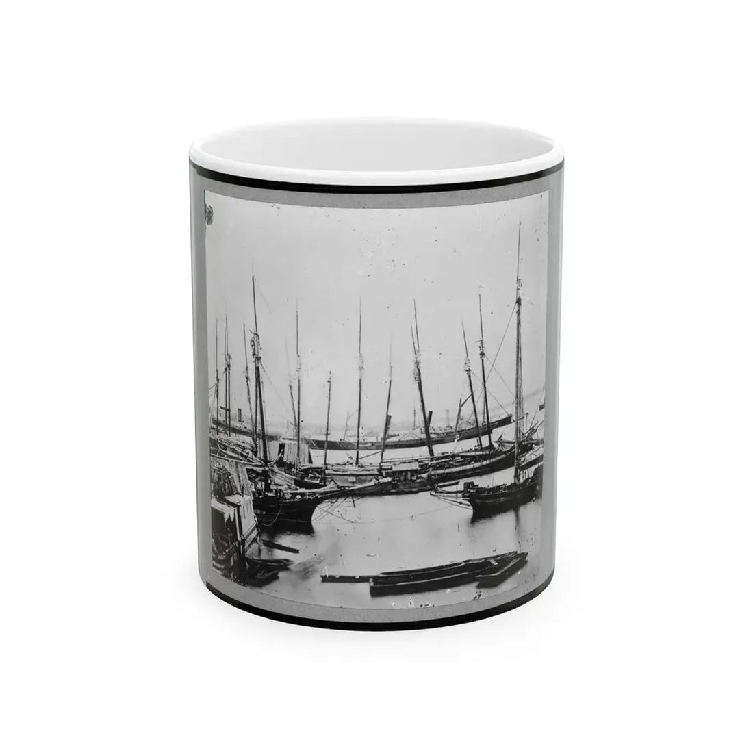 View Of Transports, Barges, Etc., City Point, Virginia (U.S. Civil War) White Coffee Mug 11oz - Go Mug Yourself