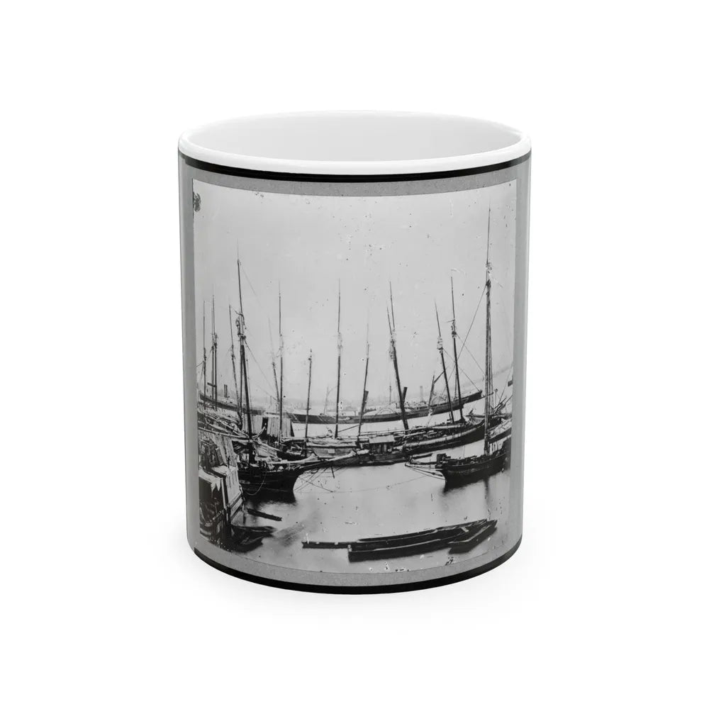 View Of Transports, Barges, Etc., City Point, Virginia (U.S. Civil War) White Coffee Mug-11oz-Go Mug Yourself