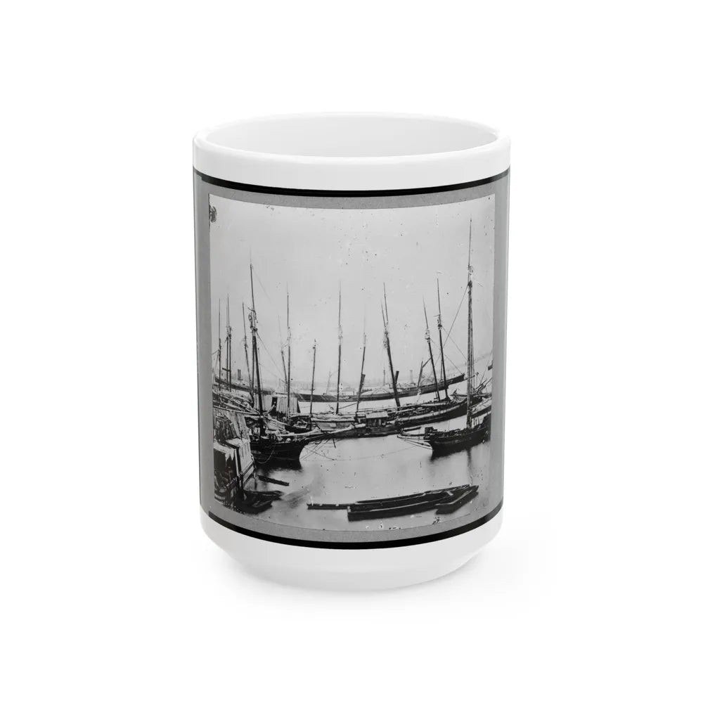 View Of Transports, Barges, Etc., City Point, Virginia (U.S. Civil War) White Coffee Mug-15oz-Go Mug Yourself