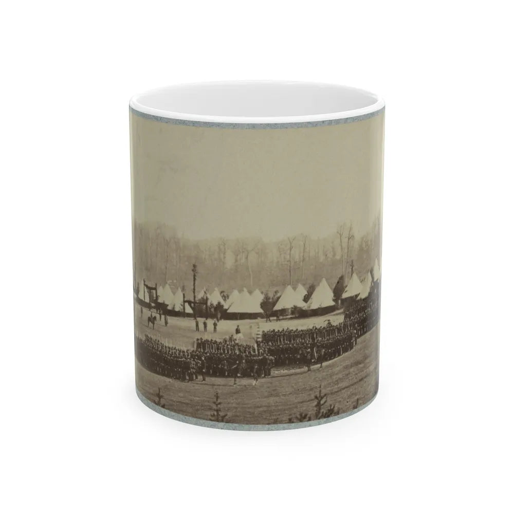 View Of Troops In Formation With Camp In Background (U.S. Civil War) White Coffee Mug-11oz-Go Mug Yourself