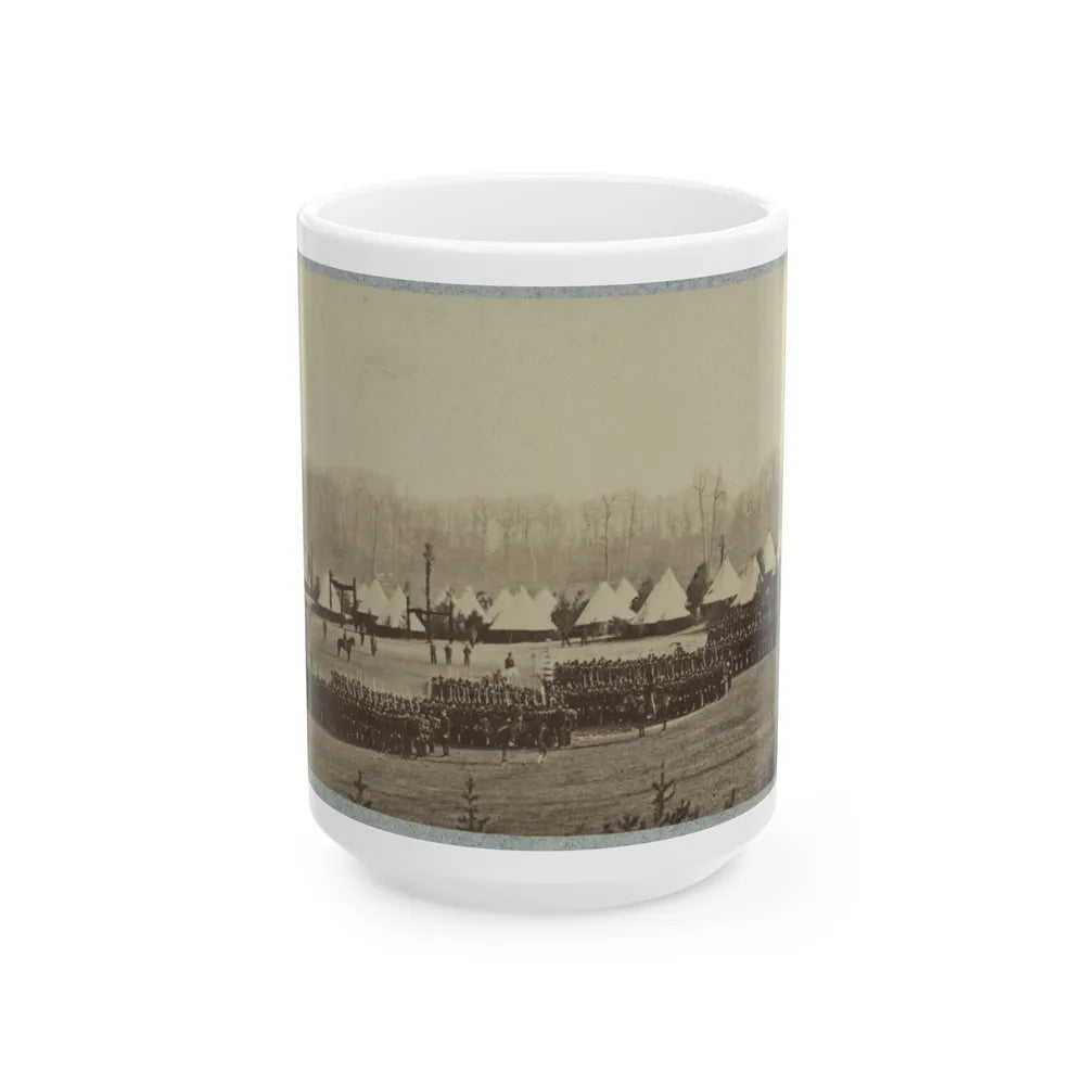 View Of Troops In Formation With Camp In Background (U.S. Civil War) White Coffee Mug-15oz-Go Mug Yourself