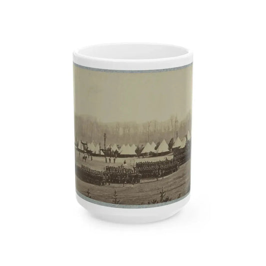 View Of Troops In Formation With Camp In Background (U.S. Civil War) White Coffee Mug 15oz - Go Mug Yourself