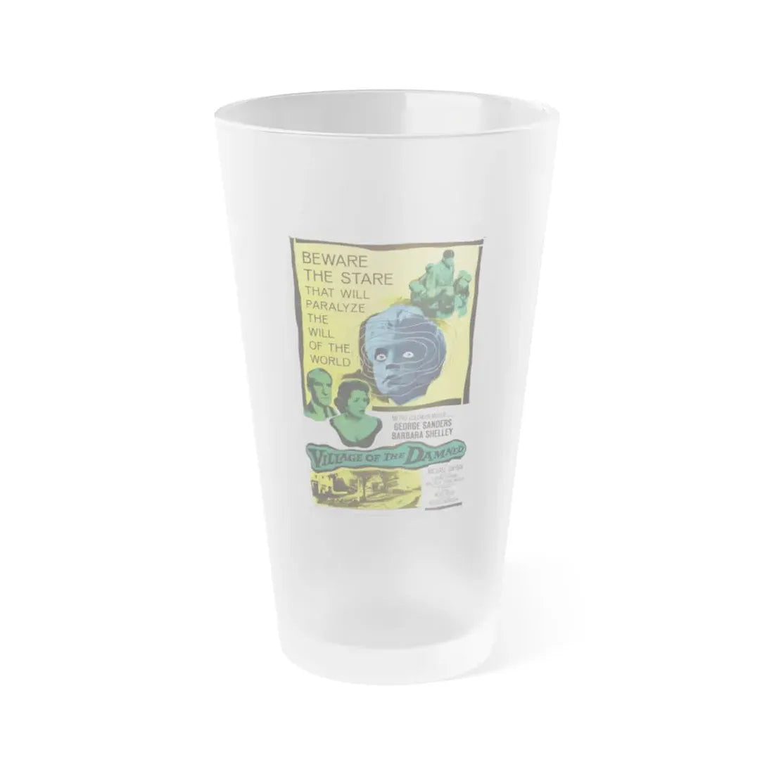 VILLAGE OF THE DAMNED 1960 Movie Poster - Frosted Pint Glass 16oz 16oz Frosted - Go Mug Yourself