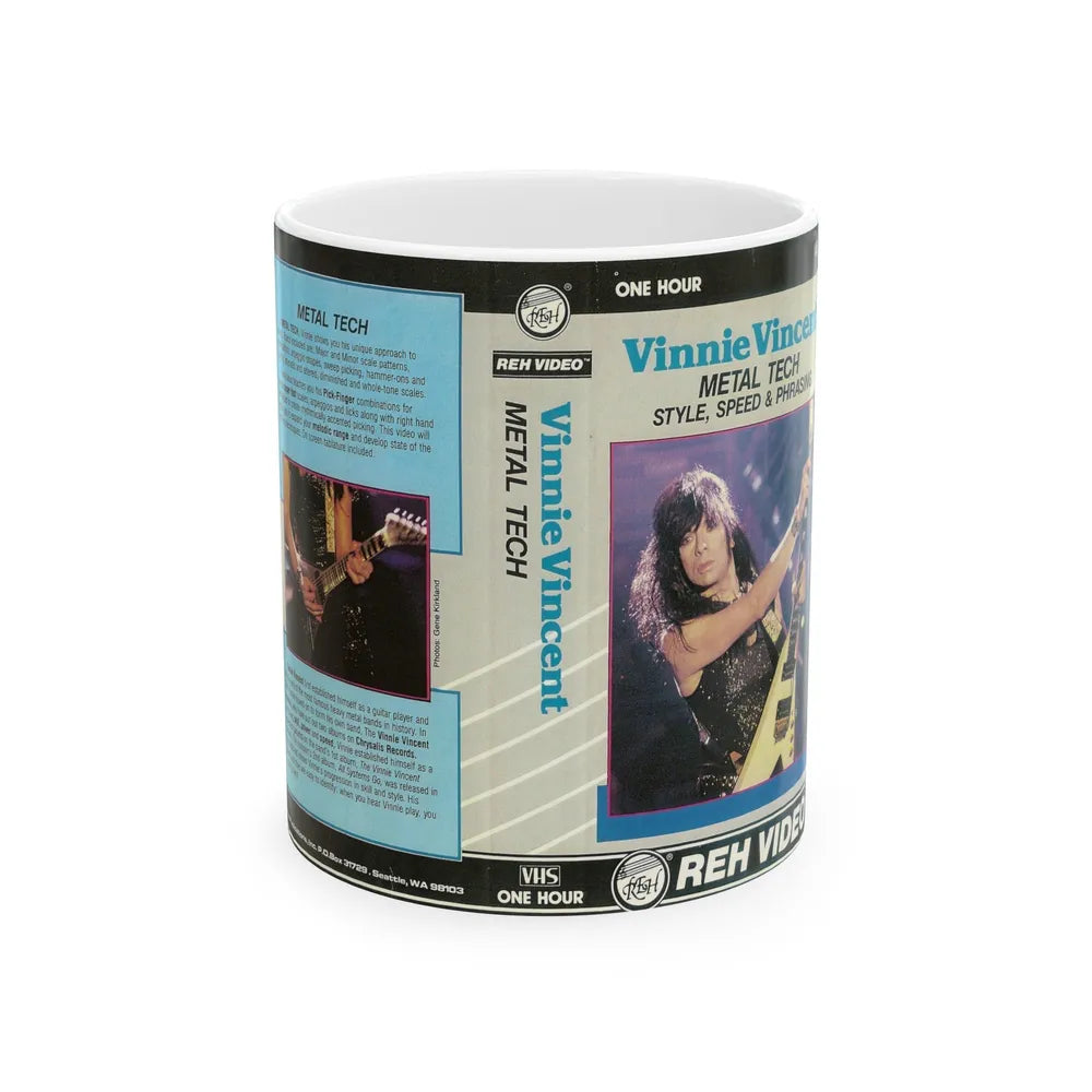 VINNIE VINCENT METAL TECH STYLE SPEED AND PHRASING (VHS COVER) - White Coffee Mug-11oz-Go Mug Yourself