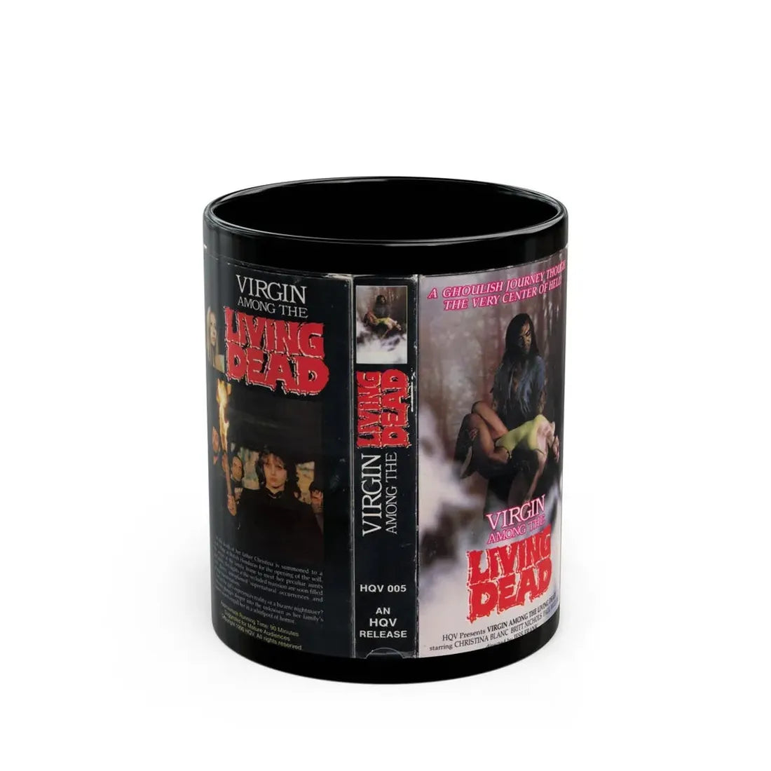 VIRGIN AMONG THE LIVING DEAD (VHS COVER) - Black Coffee Mug 11oz - Go Mug Yourself