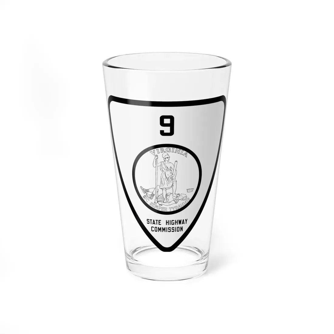 Virginia 9 1918 (Virginia) (Road Sign) Pint Glass 16oz 16oz - Go Mug Yourself