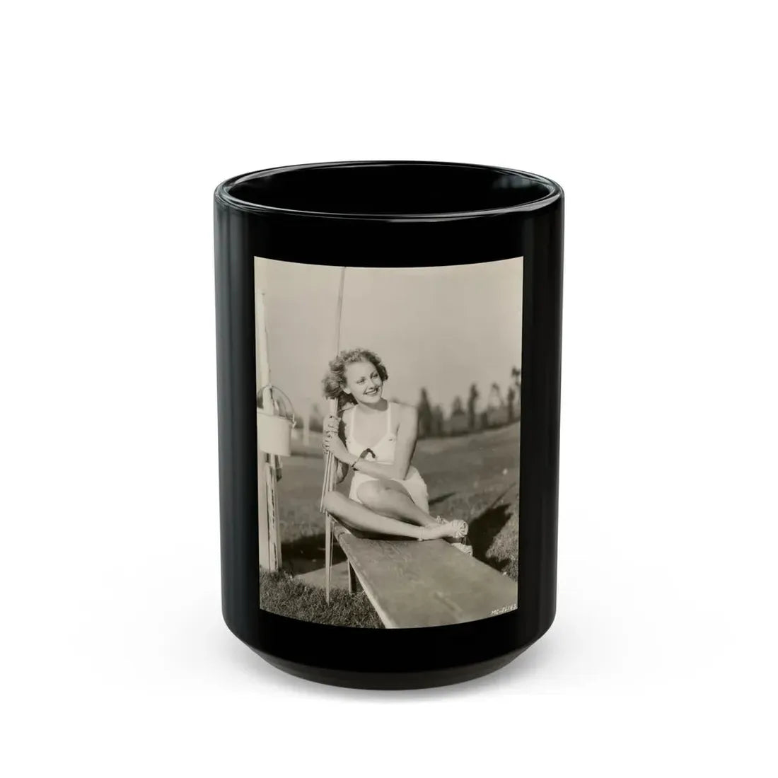 Virginia Grey #46 (Vintage Female Icon) Black Coffee Mug 15oz - Go Mug Yourself