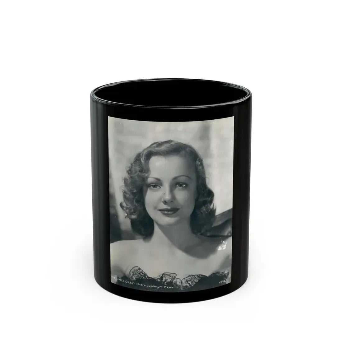 Virginia Grey #53 (Vintage Female Icon) Black Coffee Mug 11oz - Go Mug Yourself