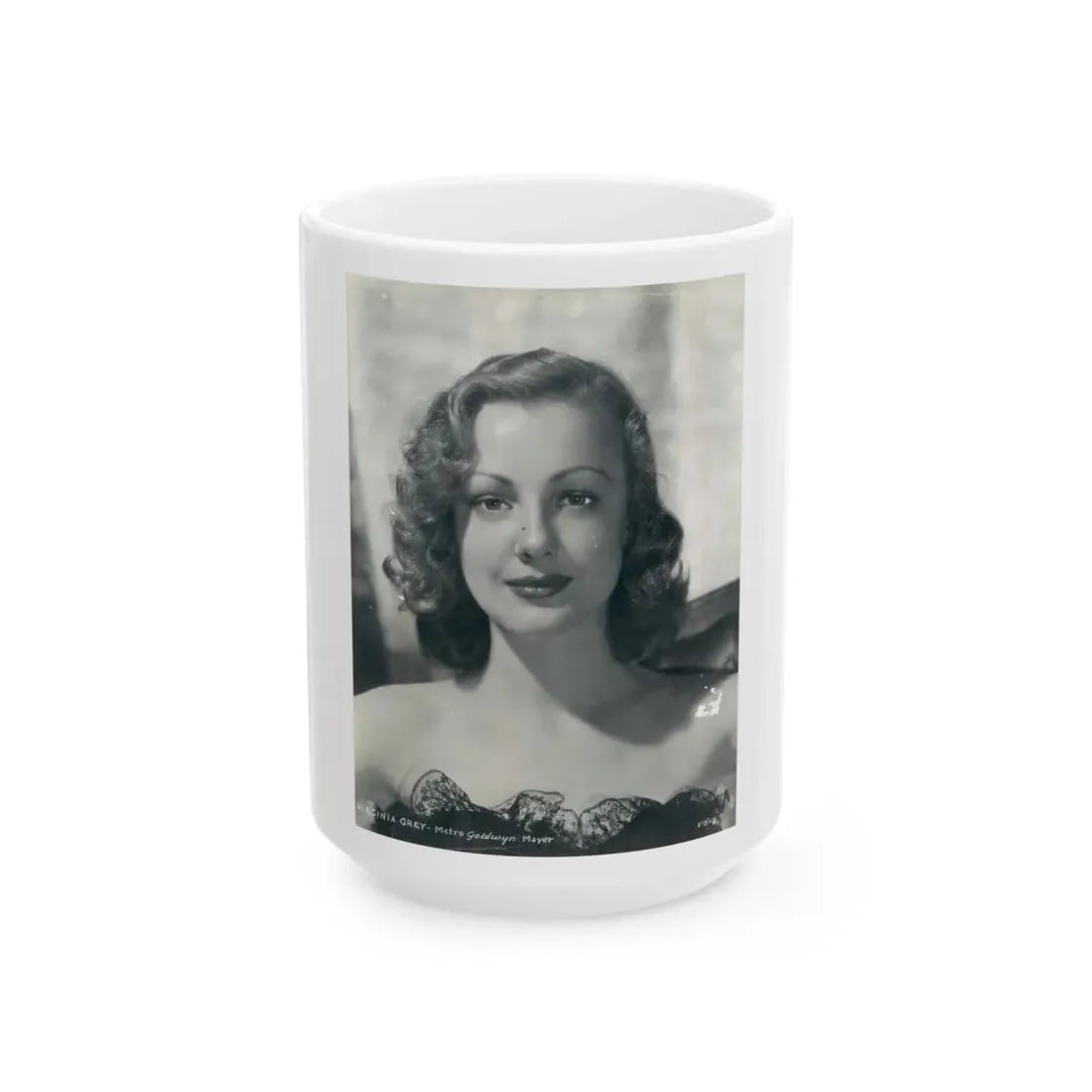 Virginia Grey #53 (Vintage Female Icon) White Coffee Mug 15oz - Go Mug Yourself