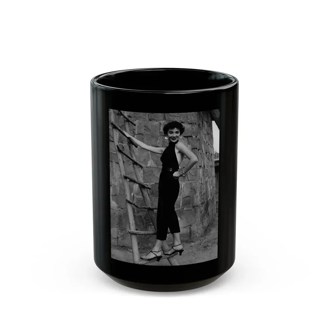 Virginia Leith #35 (Vintage Female Icon) Black Coffee Mug 15oz - Go Mug Yourself