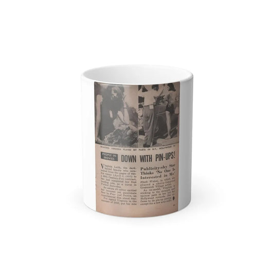 Virginia Leith #43 - People Today Pocket Mag. 2-23-55 - 2 Small B&W Photos+Caption & Article (Vintage Female Icons) Color Changing Mug 11oz-11oz-Go Mug Yourself