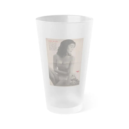 Virginia Leith #44 - People Today Pocket Mag. 2-23-55 - B&W Centerfold Photo+Caption (Vintage Female Icon) Frosted Pint Glass 16oz 16oz Frosted - Go Mug Yourself