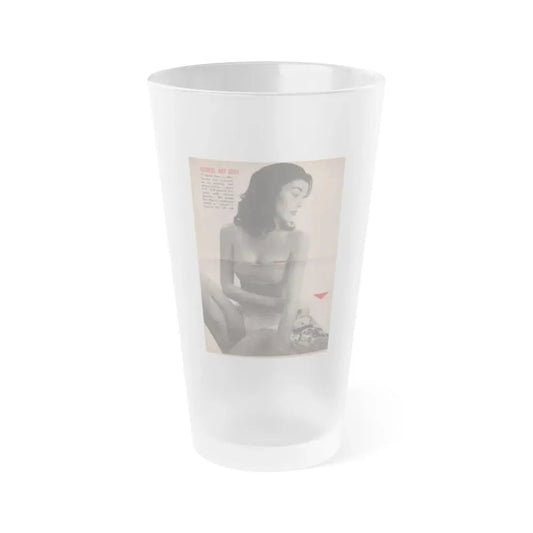 Virginia Leith #44 - People Today Pocket Mag. 2-23-55 - B&W Centerfold Photo+Caption (Vintage Female Icon) Frosted Pint Glass 16oz 16oz Frosted - Go Mug Yourself