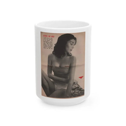 Virginia Leith #44 - People Today Pocket Mag. 2-23-55 - B&W Centerfold Photo+Caption (Vintage Female Icon) White Coffee Mug 15oz - Go Mug Yourself