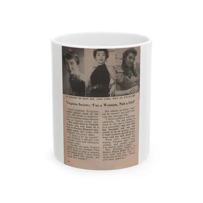 Virginia Leith #45 - People Today Pocket Mag. 2-23-55 - 3 Small B&W Photos, Caption & Article ending (Vintage Female Icon) White Coffee Mug 11oz - Go Mug Yourself