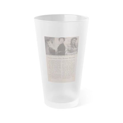 Virginia Leith #45 - People Today Pocket Mag. 2-23-55 - 3 Small B&W Photos, Caption & Article ending (Vintage Female Icon) Frosted Pint Glass 16oz-16oz-Frosted-Go Mug Yourself