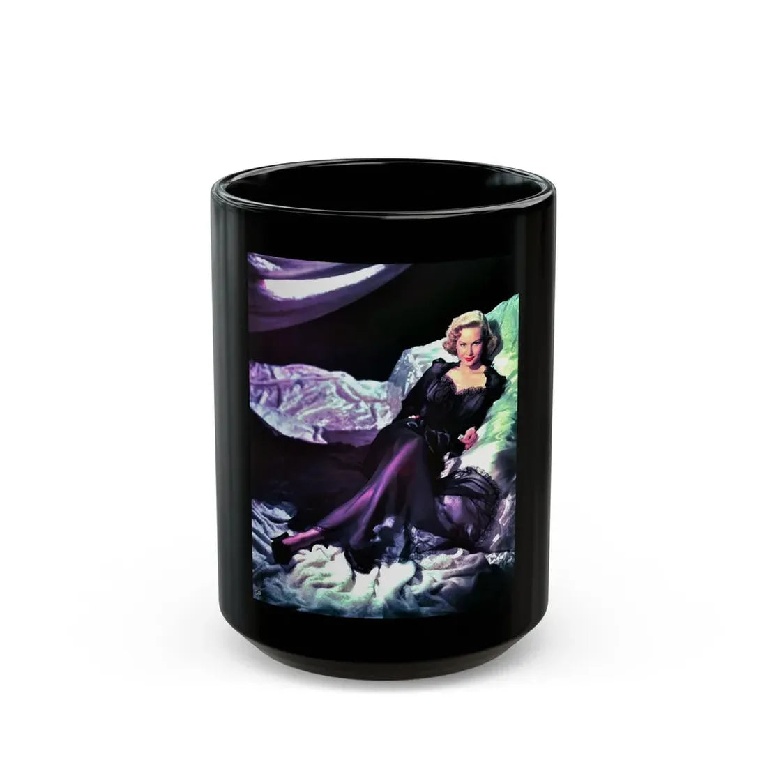 Virginia Mayo #121 (Vintage Female Icon) Black Coffee Mug 15oz - Go Mug Yourself