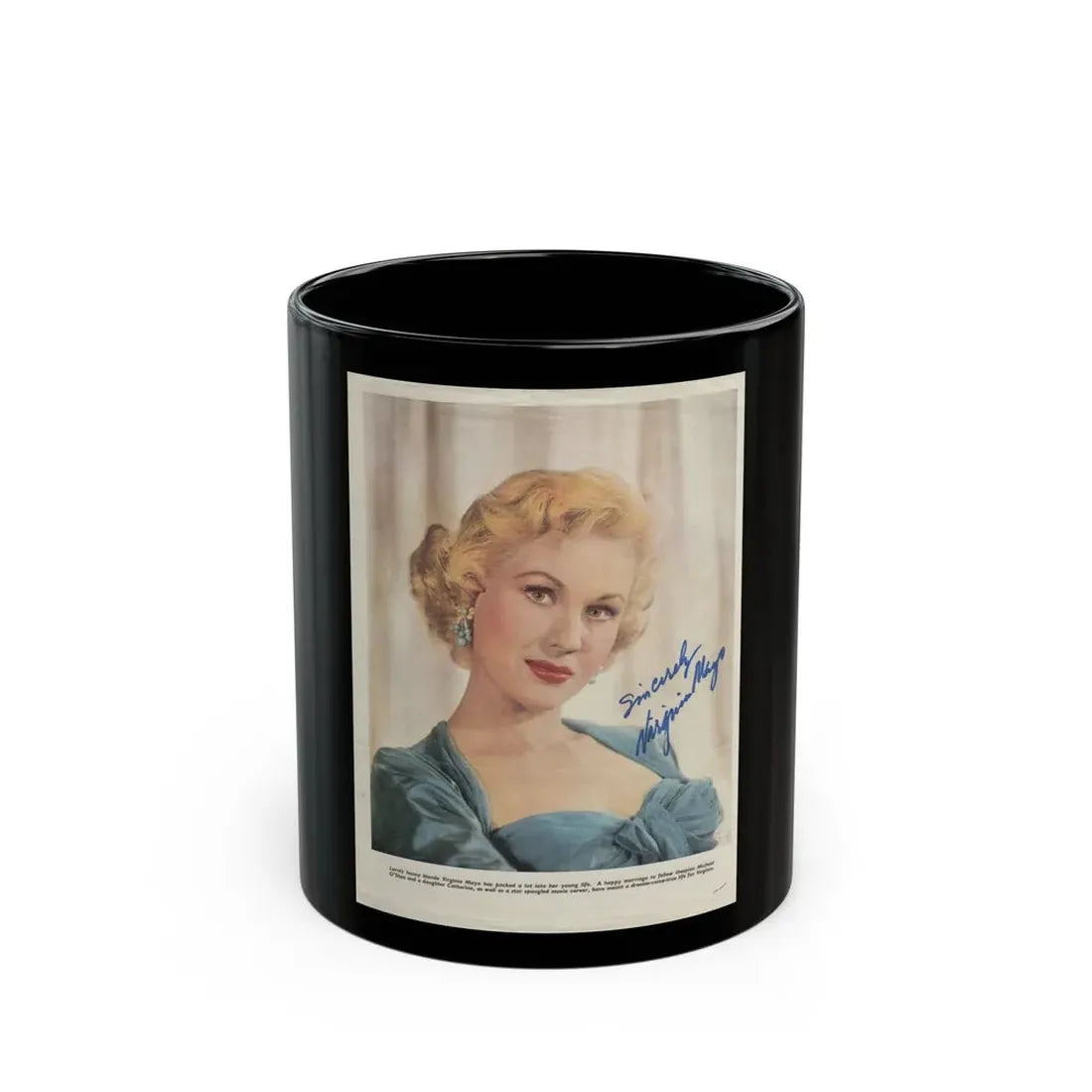 Virginia Mayo #186 (Vintage Female Icon) Black Coffee Mug 11oz - Go Mug Yourself