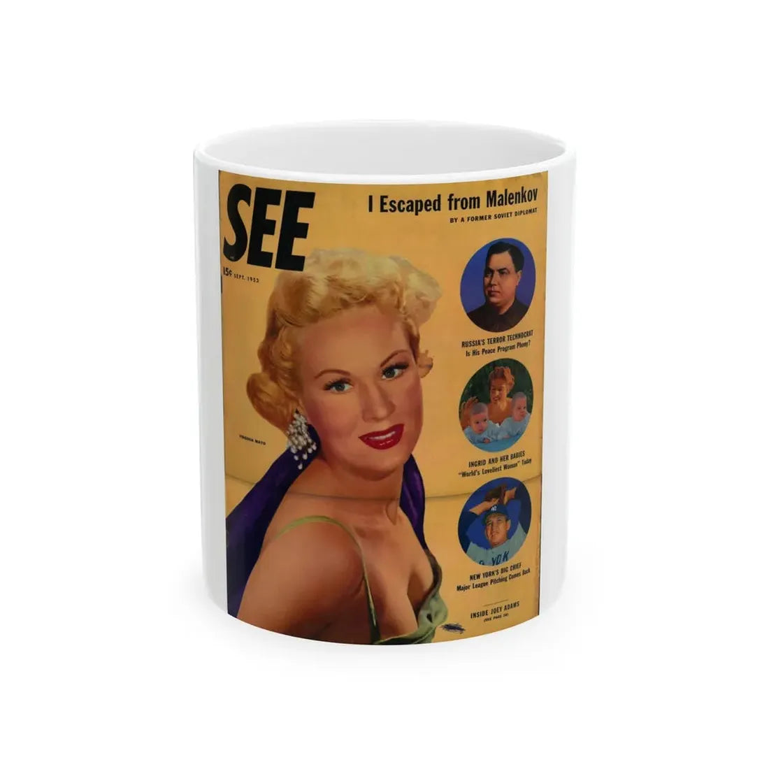 Virginia Mayo #194 - Mag. Cover (Vintage Female Icon) White Coffee Mug 11oz - Go Mug Yourself