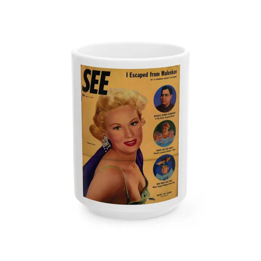 Virginia Mayo #194 - Mag. Cover (Vintage Female Icon) White Coffee Mug 15oz - Go Mug Yourself