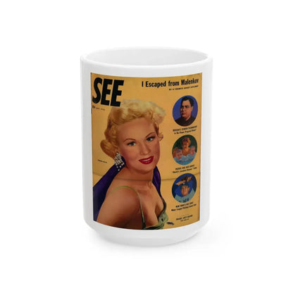 Virginia Mayo #194 - Mag. Cover (Vintage Female Icon) White Coffee Mug 15oz - Go Mug Yourself
