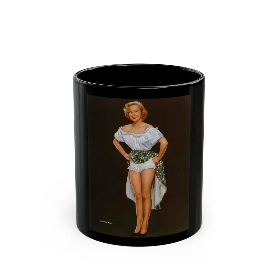 Virginia Mayo #222 - Photoplay Pin-Ups Magazine Issue #01 (Vintage Female Icon) Black Coffee Mug 11oz - Go Mug Yourself