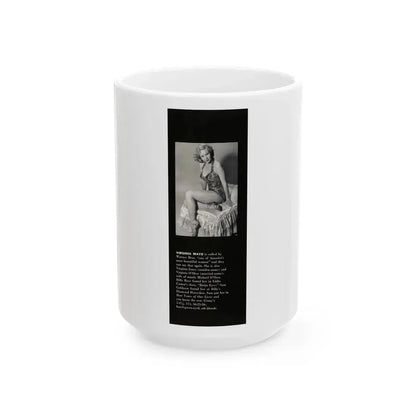 Virginia Mayo #224 - Modern Screen Pin-Ups Magazine Issue #01 (Vintage Female Icon) White Coffee Mug 15oz - Go Mug Yourself