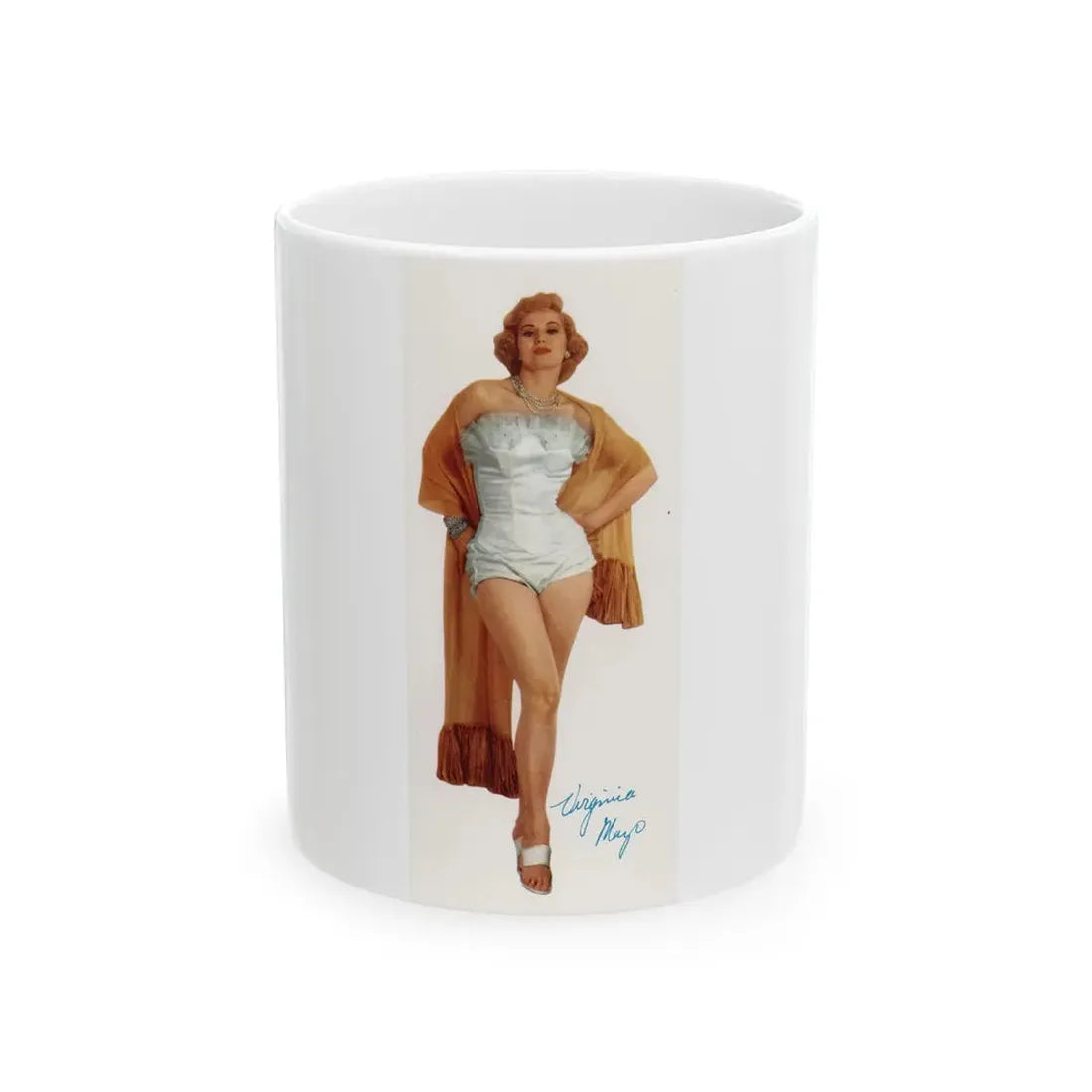 Virginia Mayo #225 - Modern Screen Pin-Ups Magazine Issue #01 (Vintage Female Icon) White Coffee Mug 11oz - Go Mug Yourself