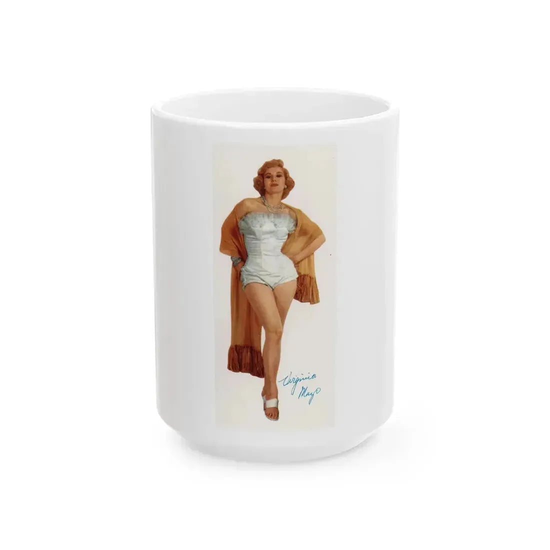 Virginia Mayo #225 - Modern Screen Pin-Ups Magazine Issue #01 (Vintage Female Icon) White Coffee Mug 15oz - Go Mug Yourself