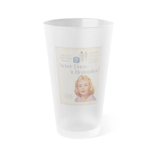 Virginia Mayo #226 - 10x13 1954 Color Glamour Portrait Lustre-Creme Shampoo Page (Vintage Female Icon) Frosted Pint Glass 16oz-16oz-Frosted-Go Mug Yourself