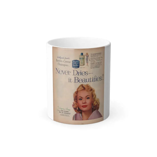 Virginia Mayo #226 - 10x13 1954 Color Glamour Portrait Lustre-Creme Shampoo Page1 (Vintage Female Icon) Color Changing Mug 11oz Default Title - Go Mug Yourself