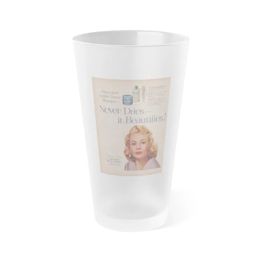 Virginia Mayo #226 - 10x13 1954 Color Glamour Portrait Lustre-Creme Shampoo Page1 (Vintage Female Icon) Frosted Pint Glass 16oz-16oz-Frosted-Go Mug Yourself