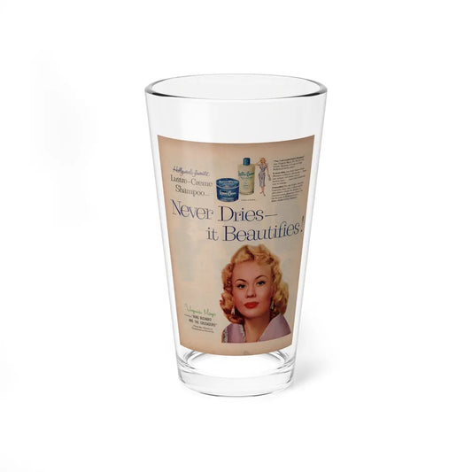 Virginia Mayo #226 - 10x13 1954 Color Glamour Portrait Lustre-Creme Shampoo Page1 (Vintage Female Icon) Pint Glass 16oz 16oz - Go Mug Yourself