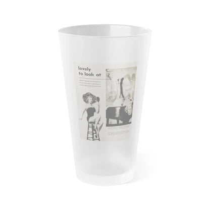 Virginia Mayo #227 - 1 Page, Medium Sized 2 B&W Photos & Captions from Movie Star Magazine Circa Late '40s (Vintage Female Icon) Frosted Pint Glass 16oz 16oz Frosted - Go Mug Yourself