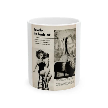 Virginia Mayo #227 - 1 Page, Medium Sized 2 B&W Photos & Captions from Movie Star Magazine Circa Late '40s (Vintage Female Icon) White Coffee Mug 11oz - Go Mug Yourself