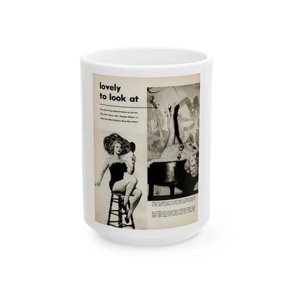 Virginia Mayo #227 - 1 Page, Medium Sized 2 B&W Photos & Captions from Movie Star Magazine Circa Late '40s (Vintage Female Icon) White Coffee Mug 15oz - Go Mug Yourself
