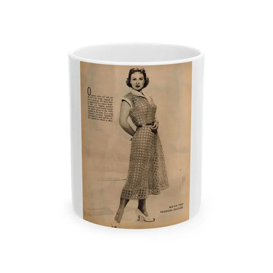Virginia Mayo #229 - 1 Full Page Fashion Photo & Caption from Movie Fan Magazine Circa Late 40's or 50's (Vintage Female Icon) White Coffee Mug 11oz - Go Mug Yourself