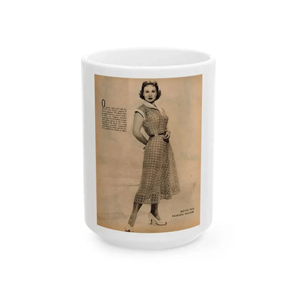 Virginia Mayo #229 - 1 Full Page Fashion Photo & Caption from Movie Fan Magazine Circa Late 40's or 50's (Vintage Female Icon) White Coffee Mug 15oz - Go Mug Yourself