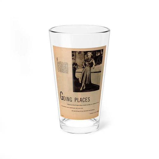 Virginia Mayo #230 - 1 Page 1 Medium Sized B&W Photo, Caption & Short Article Circa Late 40's or 50's (Vintage Female Icon) Pint Glass 16oz 16oz - Go Mug Yourself