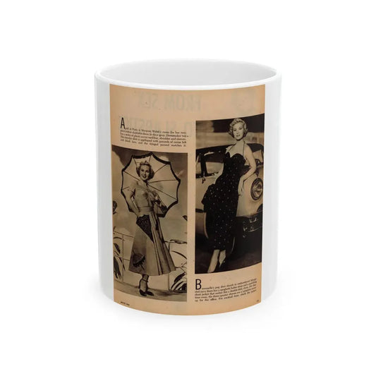 Virginia Mayo #232 - 1 Page, 2 Medium B&W Photos & 2 Short Articles (Vintage Female Icon) White Coffee Mug 11oz - Go Mug Yourself