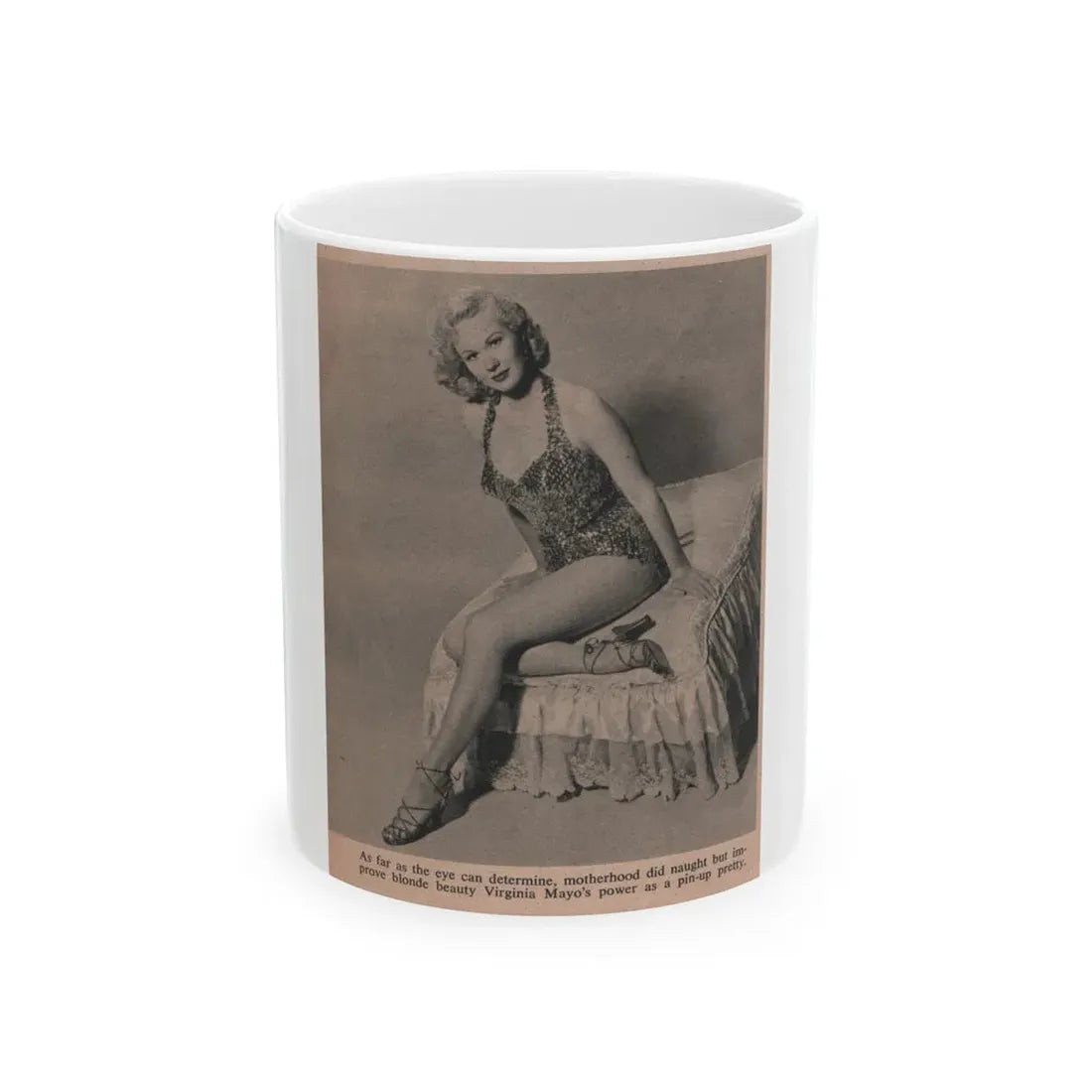 Virginia Mayo #235 - 1 Small Pin-Up Photo Page Clipping Circa Late 40's or 50's (Vintage Female Icon) White Coffee Mug 11oz - Go Mug Yourself