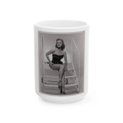 Virginia Mayo #236 - Vintage 8x10 B&W Full Body Vintage Pin-Up Photo circa 50's (Vintage Female Icon) White Coffee Mug 15oz - Go Mug Yourself