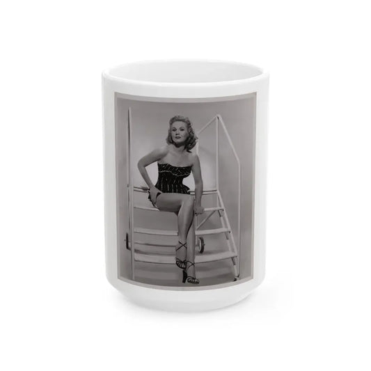 Virginia Mayo #236 - Vintage 8x10 B&W Full Body Vintage Pin-Up Photo circa 50's (Vintage Female Icon) White Coffee Mug 15oz - Go Mug Yourself