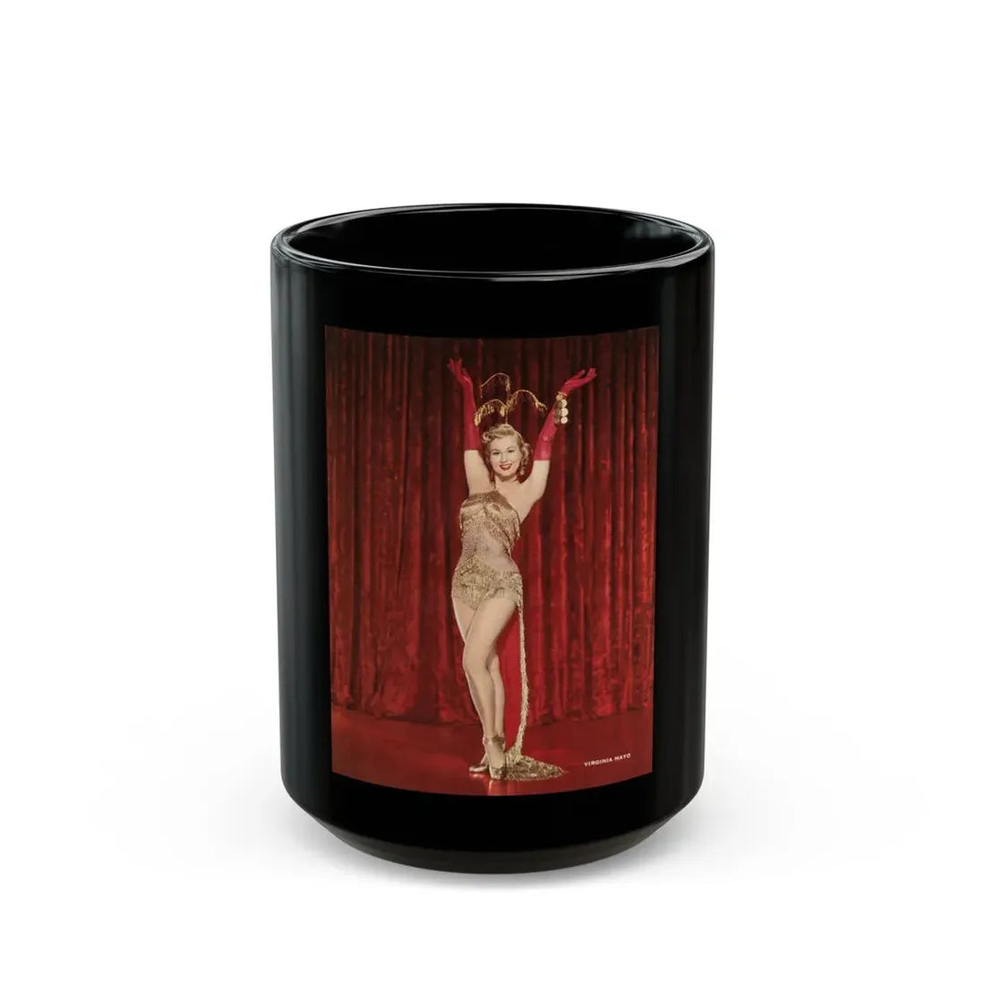 Virginia Mayo #255 (Vintage Female Icon) Black Coffee Mug 15oz - Go Mug Yourself