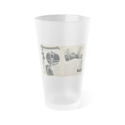 Virginia Mayo #289 - 2 Pages of Virginia+1 B&W Pin-Up Pic+4 B&W Fashion Pics circa late 40's from a Movie Star Magazine (Vintage Female Icon) Frosted Pint Glass 16oz 16oz Frosted - Go Mug Yourself