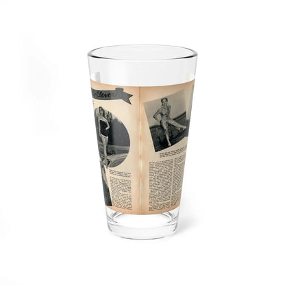 Virginia Mayo #289 - 2 Pages of Virginia+1 B&W Pin-Up Pic+4 B&W Fashion Pics circa late 40's from a Movie Star Magazine (Vintage Female Icon) Pint Glass 16oz 16oz - Go Mug Yourself