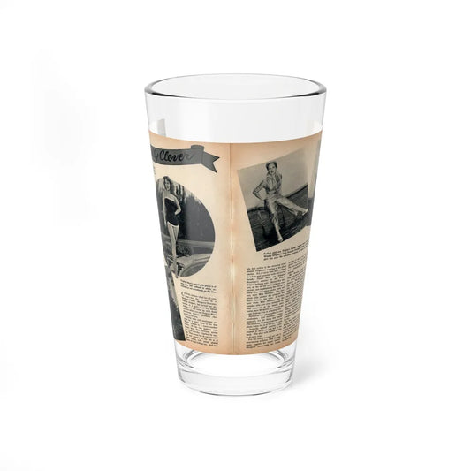 Virginia Mayo #289 - 2 Pages of Virginia+1 B&W Pin-Up Pic+4 B&W Fashion Pics circa late 40's from a Movie Star Magazine (Vintage Female Icon) Pint Glass 16oz 16oz - Go Mug Yourself