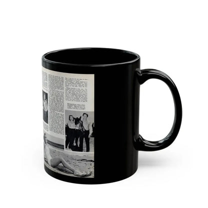 Virginia Mayo #290 - 2 Pages of Virginia+3 B&W Pin-Up Pics & 2 Candid Shots circa late 40's from a Movie Star Magazine (Vintage Female Icon) Black Coffee Mug - Go Mug Yourself