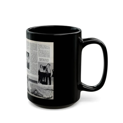 Virginia Mayo #290 - 2 Pages of Virginia+3 B&W Pin-Up Pics & 2 Candid Shots circa late 40's from a Movie Star Magazine (Vintage Female Icon) Black Coffee Mug - Go Mug Yourself