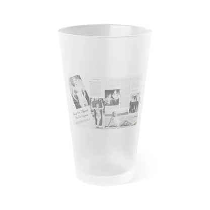 Virginia Mayo #290 - 2 Pages of Virginia+3 B&W Pin-Up Pics & 2 Candid Shots circa late 40's from a Movie Star Magazine (Vintage Female Icon) Frosted Pint Glass 16oz 16oz Frosted - Go Mug Yourself